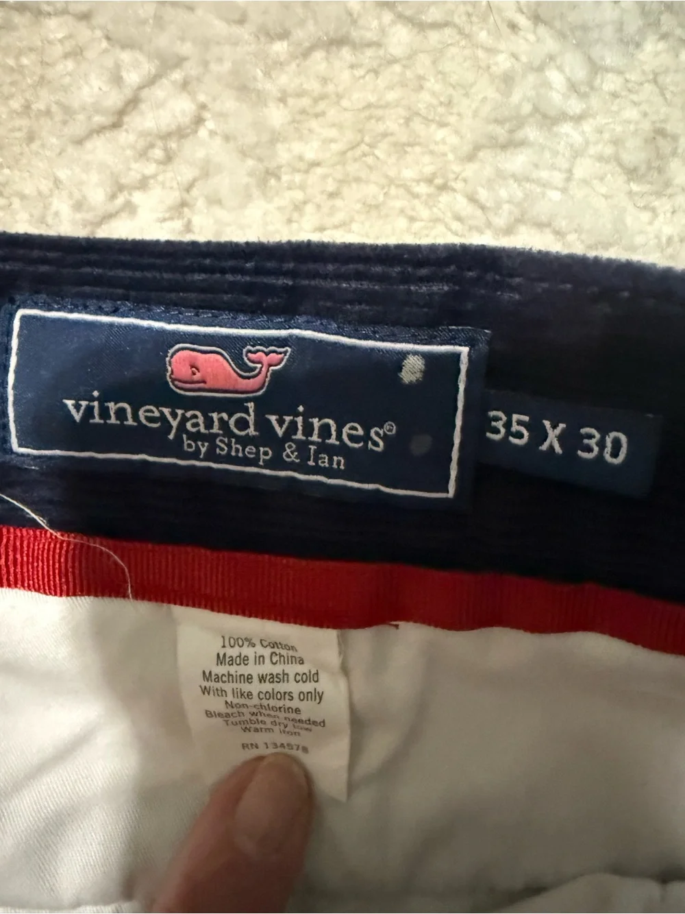 Vineyard Vines Corduroy Pants 35x30 Navy Embroidered Lighthouse Boat‎ Preppy
